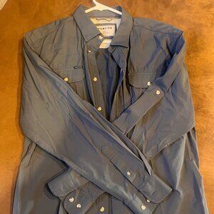 Poncho Blue/Gray Long Sleeve Button Up